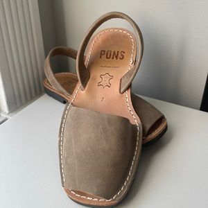 Pons Avarcas Classic Sandal Taupe Neutral Size 7 Leather Slingback Made in Spain